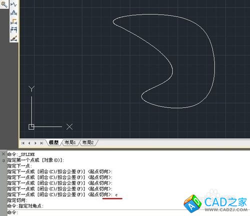 CAD命令的使用之圖文解說(shuō)：[9]樣條曲線(xiàn)